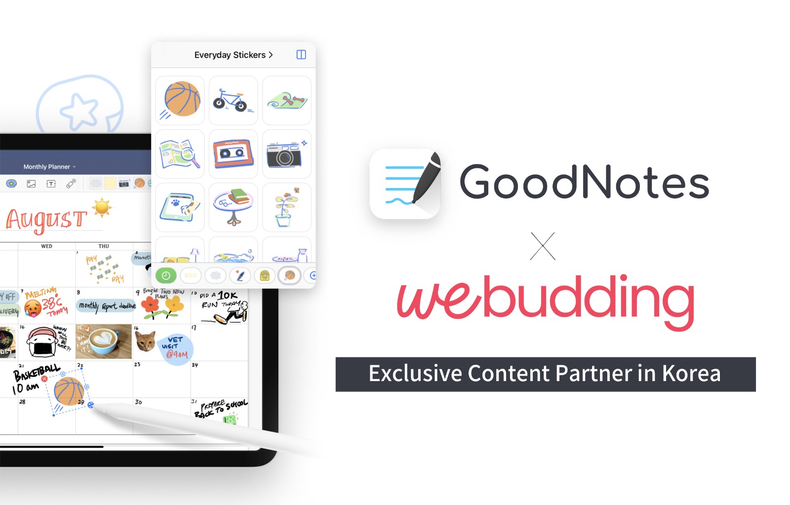 Korean startup WeBudding partners exclusively with the most popular free app Goodnotes 5 to provide Korean digital stationery content to users globally