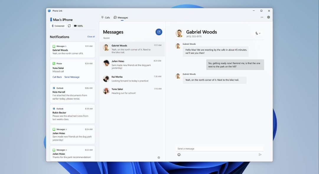 Microsoft launches Phone Link for iOS on Windows 11, bringing iMessage and phone calls to PCs