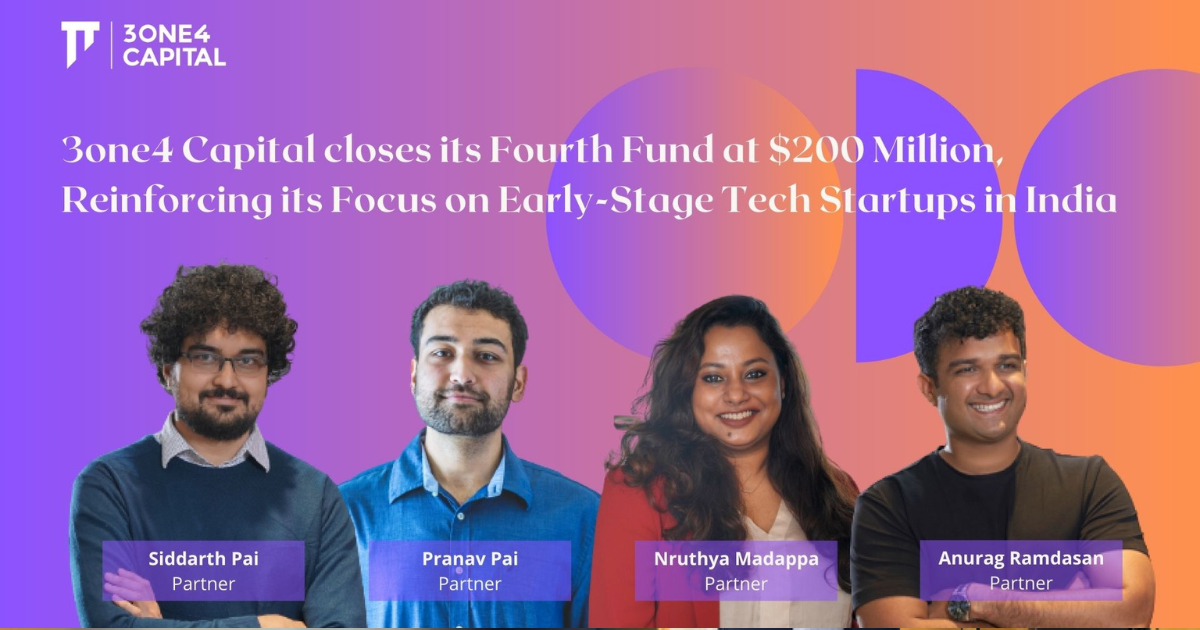 Bengaluru-based 3one4 Capital closes $200 million early stage investment Fund IV