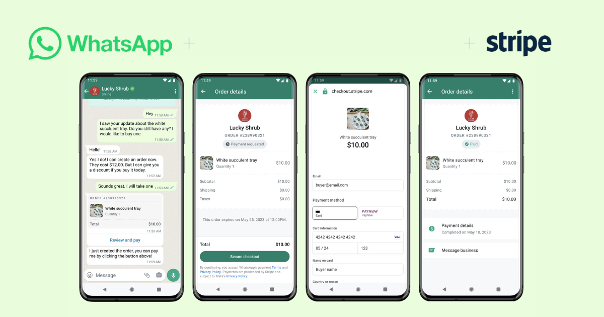 WhatsApp launches in-app payment feature for businesses in Singapore in partnership with Stripe