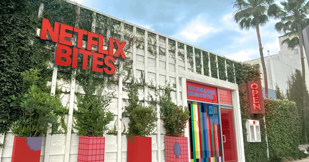 Netflix expands beyond streaming with new pop-up restaurant, Netflix Bites, featuring celebrity chefs from hit cooking shows.