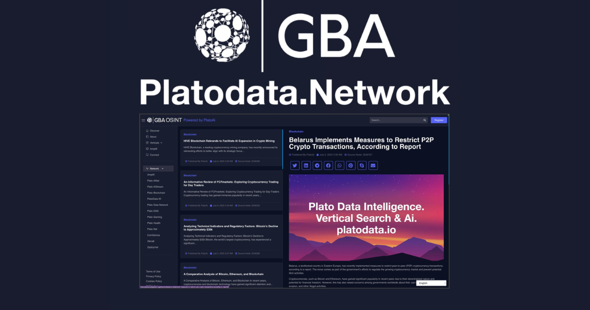 Government Blockchain Association (GBA) Deploys PlatoAi across GBA's Opensource Intelligence Platform (OSINT)