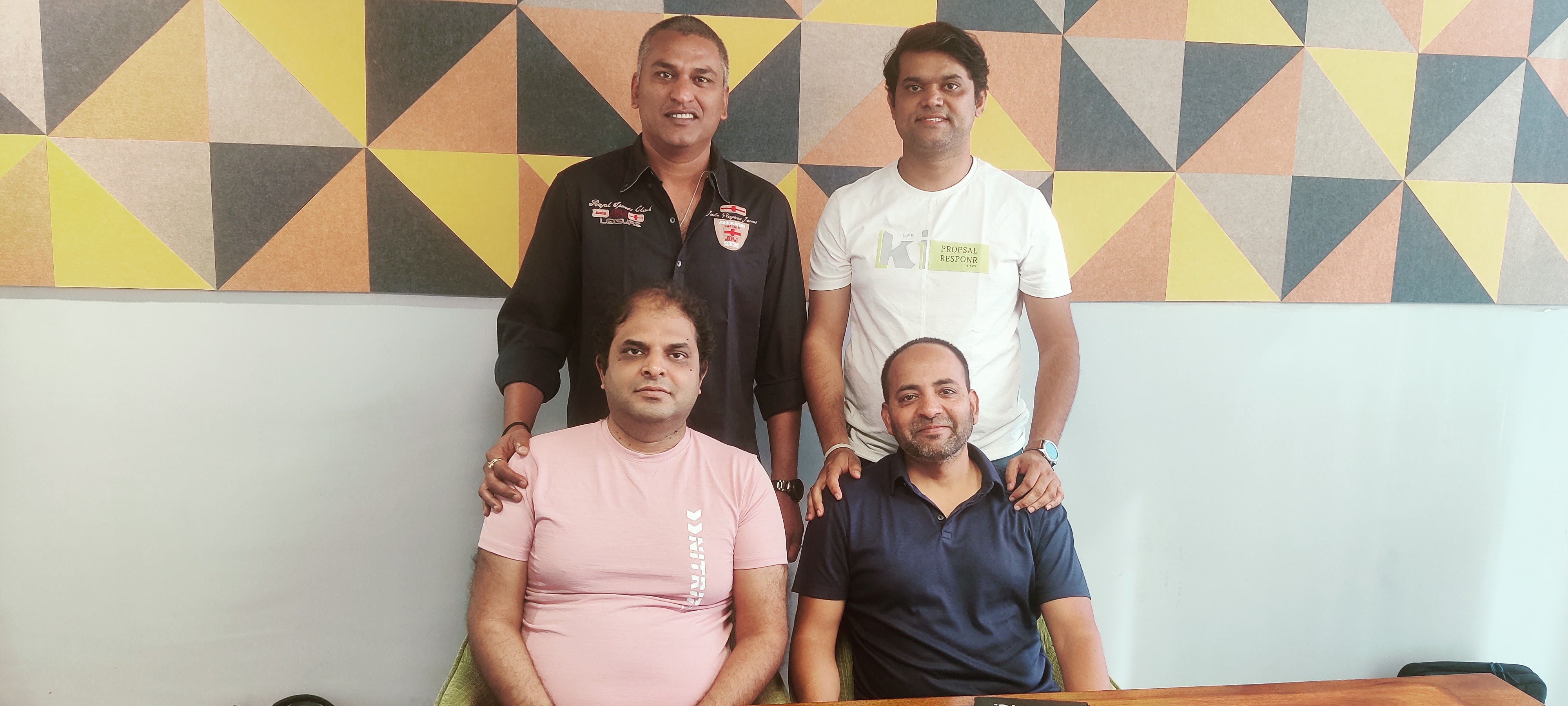 L-R_Standing_Prashant Mohite_COO, Sandeep Patil_CEO, L_R_Sitting, Umesh Singh_CIO, Yogesh Parab_CTO, Oorjaa (1)