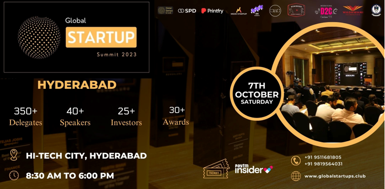 Global Startup Summit 2023 comes to Hyderabad on 7th October