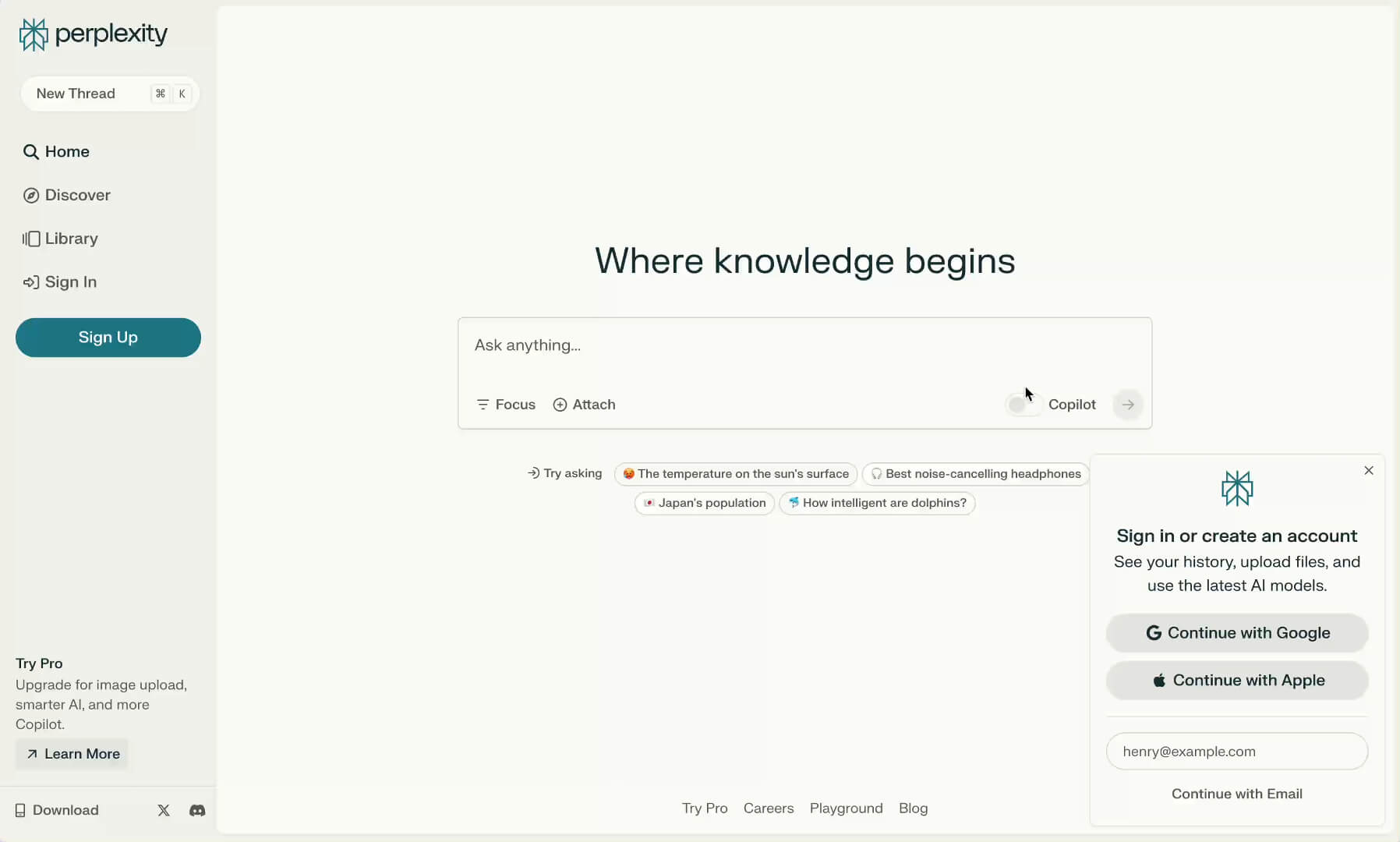 perplexity ai copilot interface