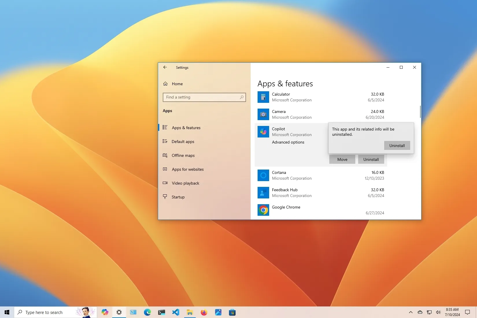 remove copilot from windows 10