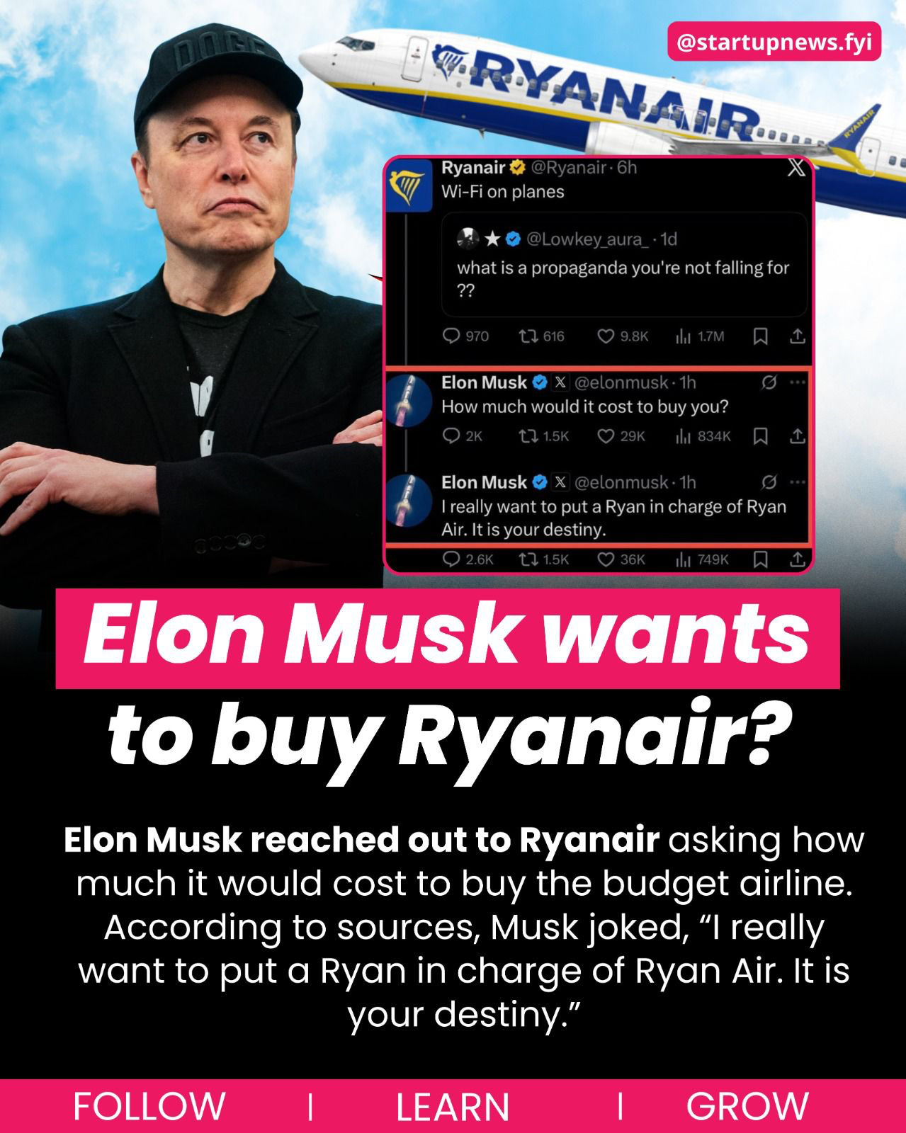 Elon Musk Revives Ryanair Takeover Idea, Highlighting Tech’s Interest in Aviation